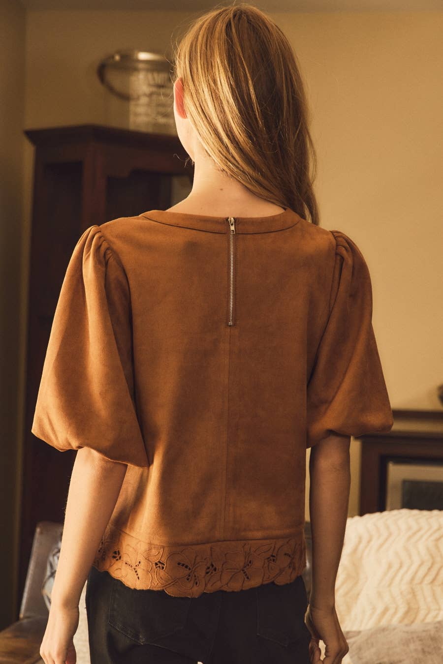 Chestnut Puff Sleeve Top