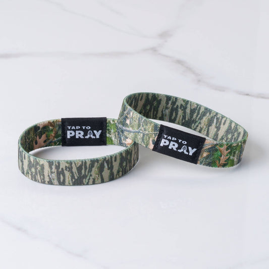 Tap To Pray™ Wristbands - Forest & Tree Bark Camo: Large / Forest Camo / Tree Bark Camo