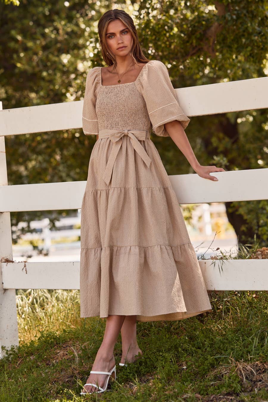 Textured Midi Dress: Linen / S