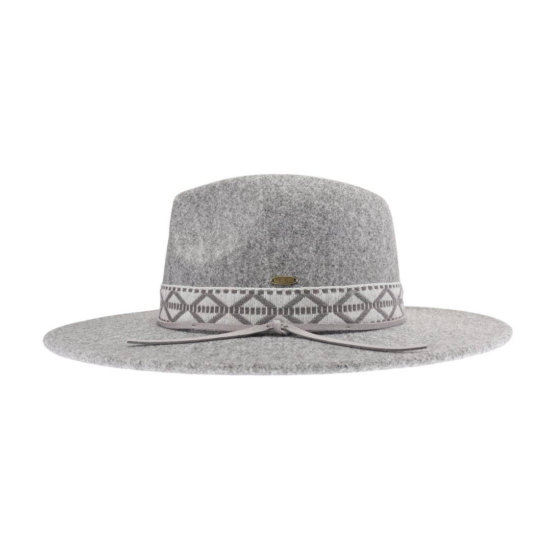 Oatmeal Geometric Band C.C Vegan Felt Hat