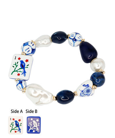 Bluebird & Pearls Mahjong Bracelet