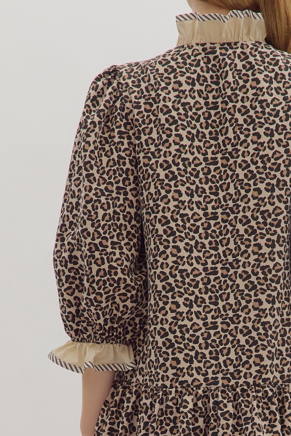 Wild Luxe in Tan Leopard Ruffle Dress