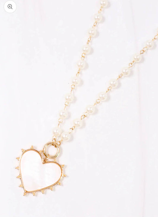 Pearl Heart Charm Necklace