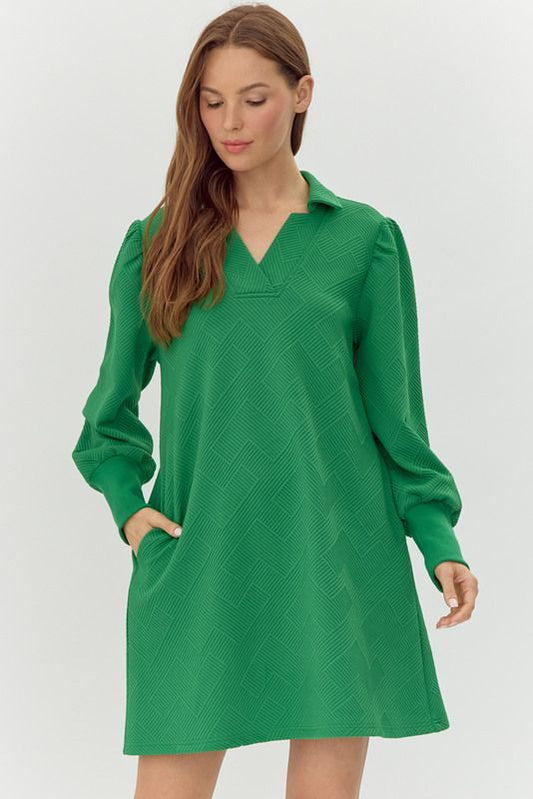 The Emerald Ease Textured Dress