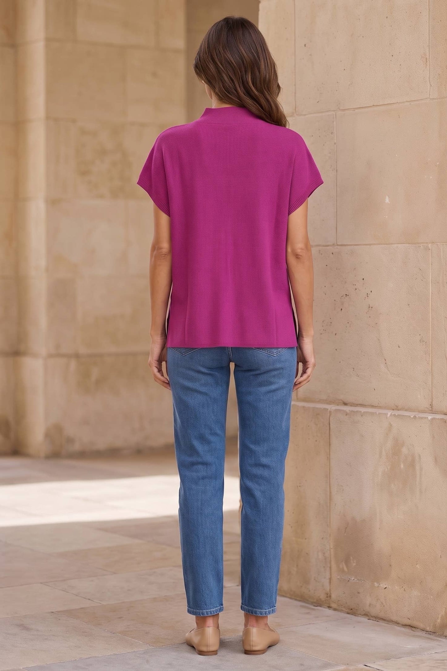 Transitional Mock Neck Sweater: Bubblegum / S