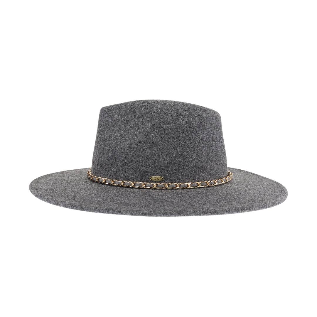 Heather Charcoal Chain Trim Band C.C Vegan Fabric Hat