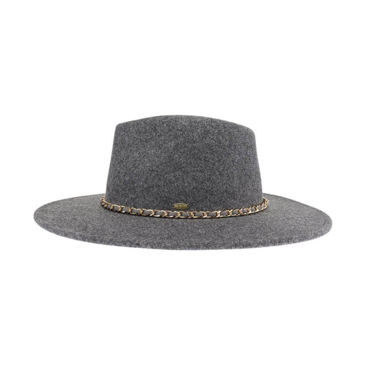 Heather Charcoal Chain Trim Band C.C Vegan Fabric Hat
