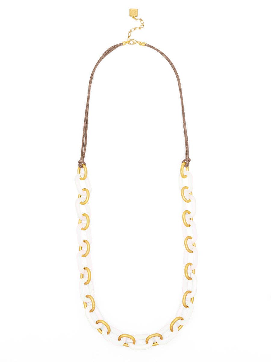 Multi-Color Resin Oval Links Long Necklace: MLT