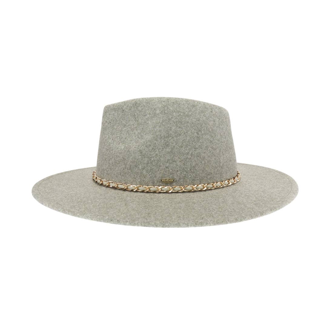 Oatmeal Chain Trim Band C.C Vegan Fabric Hat