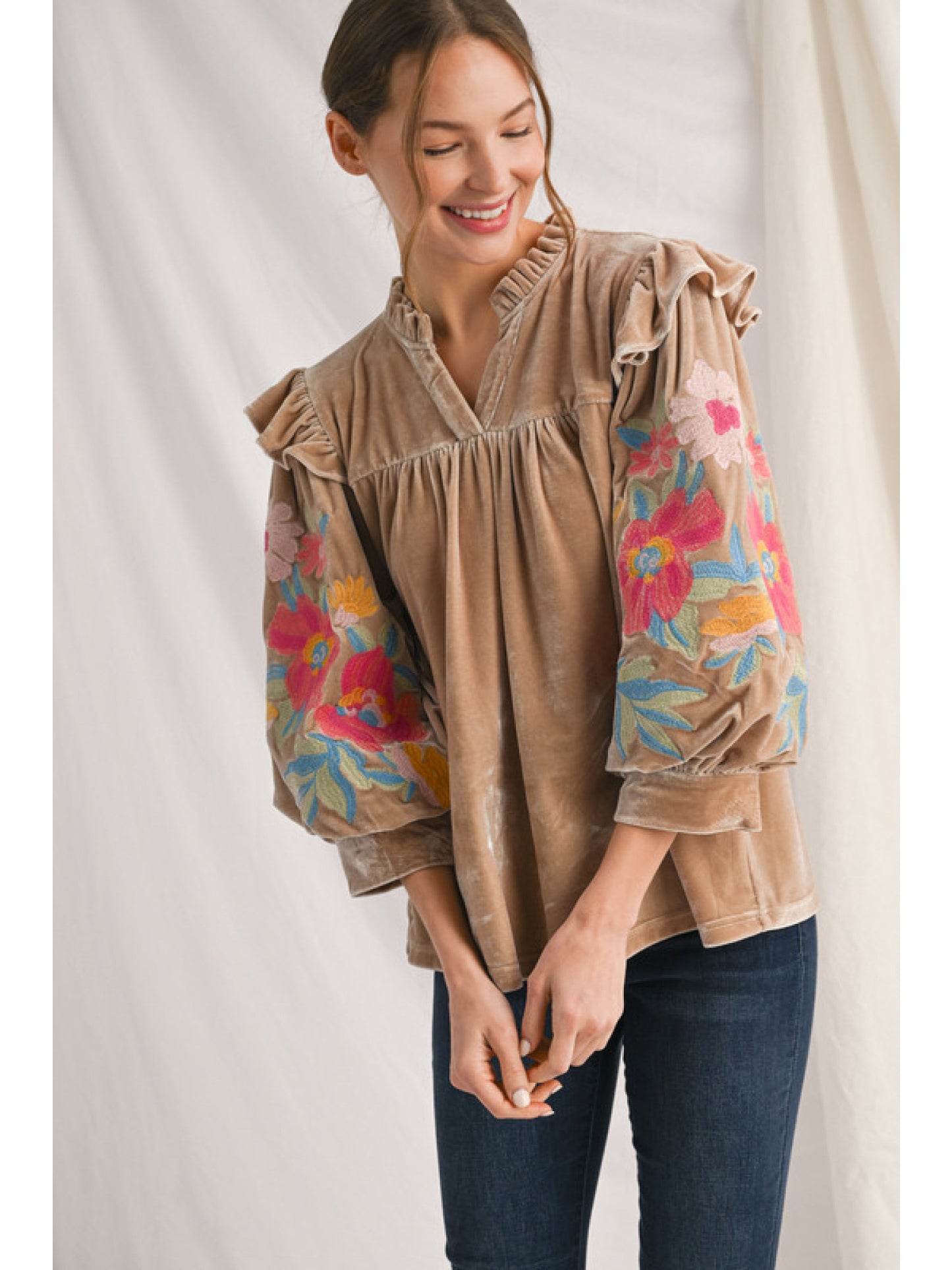 Blushing Meadow Velvet Top