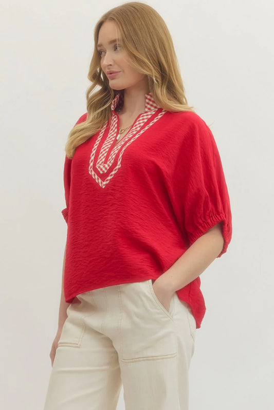 Red Hot Darling Gingham Top