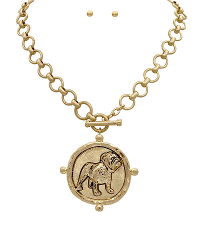 Gold Bulldog Statement Necklace