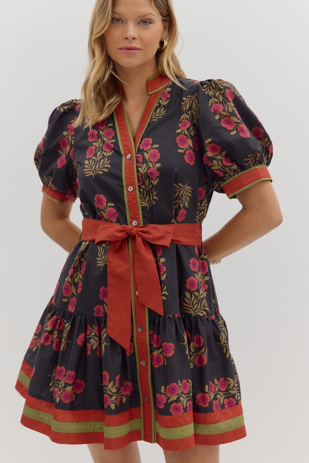 Crimson Bloom Mini Dress