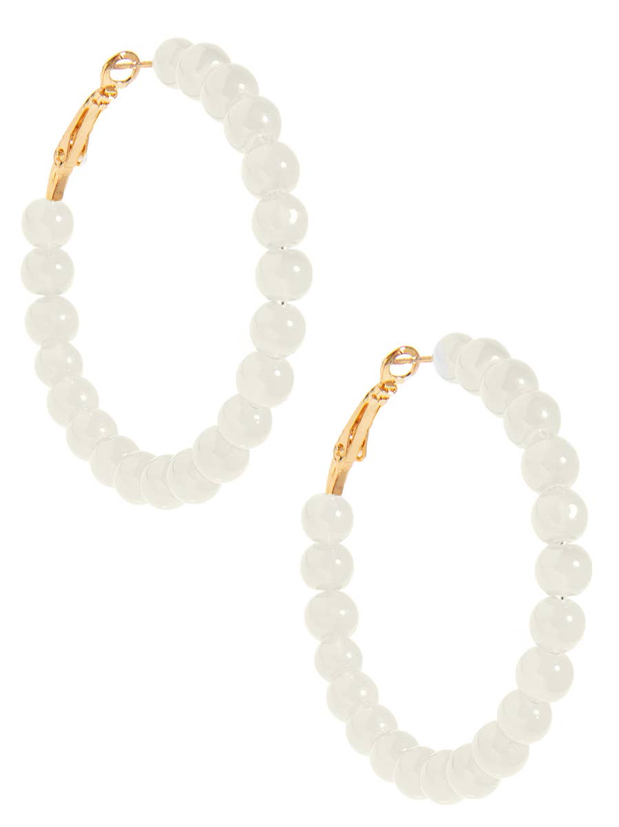 Brown Glass Bead Hoop Earring