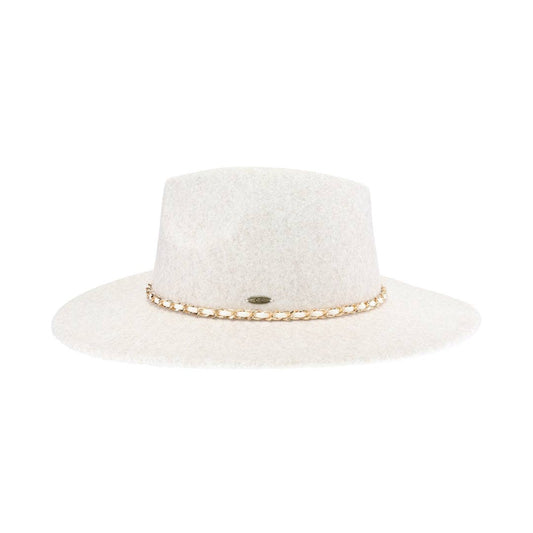 Oatmeal Chain Trim Band C.C Vegan Fabric Hat