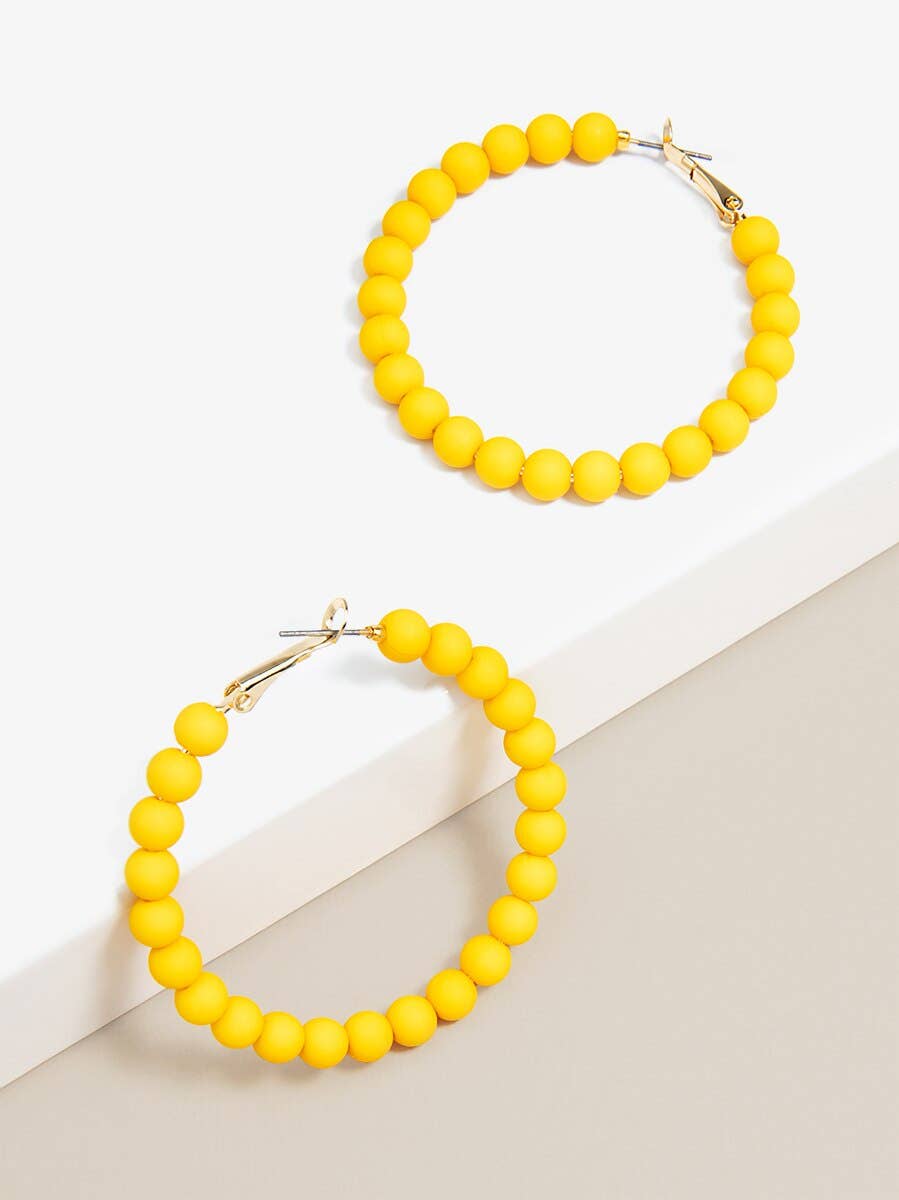 Emerald Matte Beaded Hoop Earring