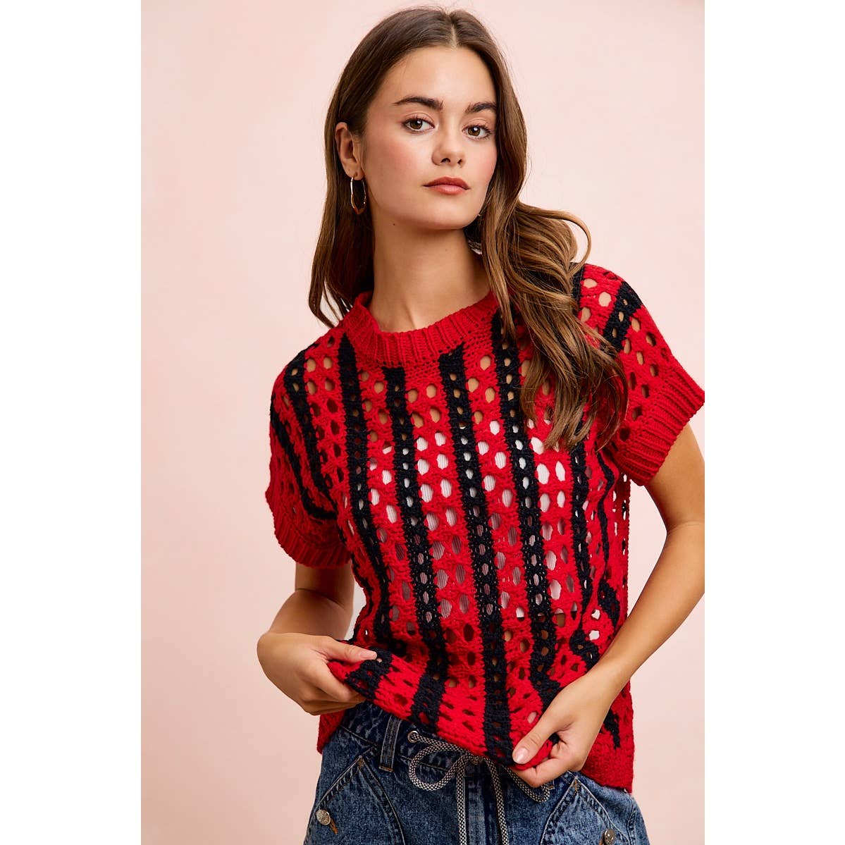 Sideline Sweetheart Crochet Top ❤️🖤