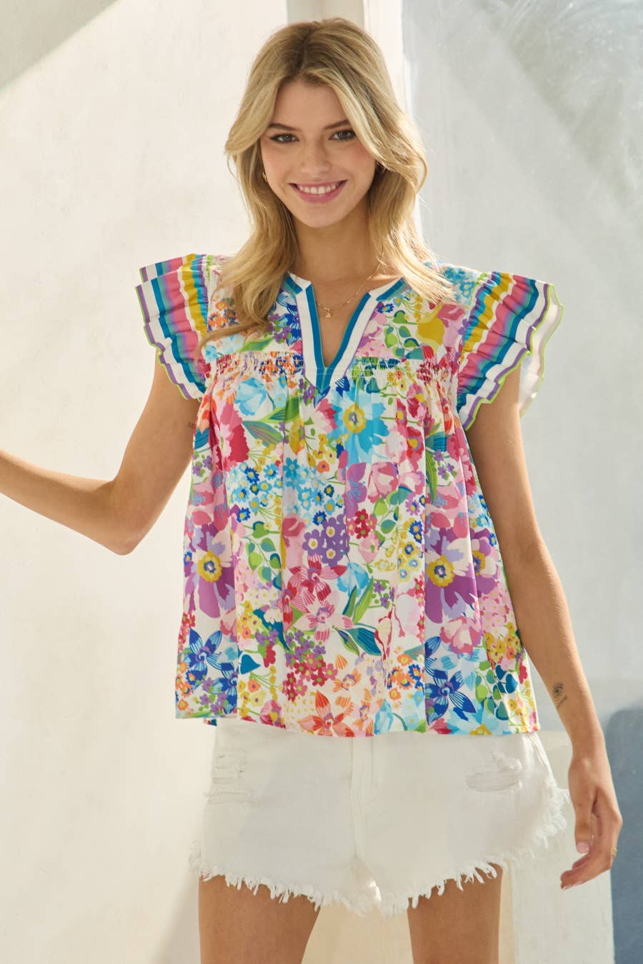 Sunshine Garden Flutter Top