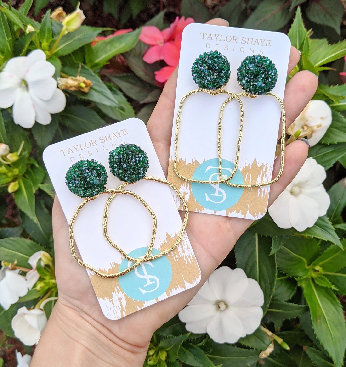 Glitter Top Rectangle Hoops