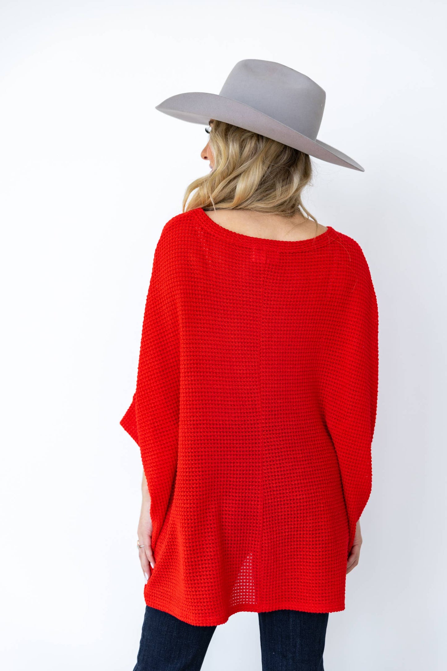 Crochet Oversized Relaxed Fit Poncho Top: NAVY / S/M