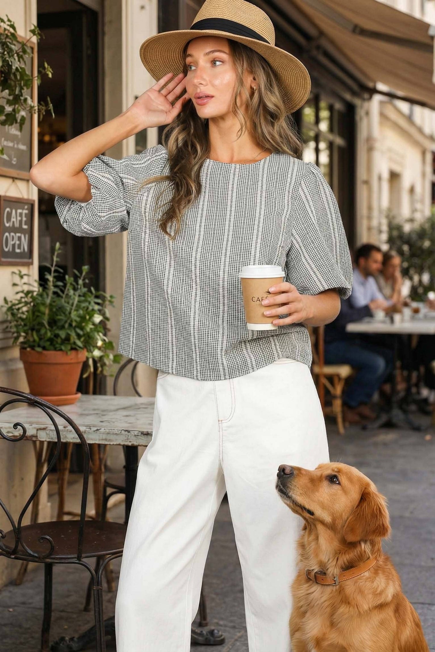 V-Back 2 Bow Accent Feminine Plaid Blouse Top VT82621C: Yellow / S