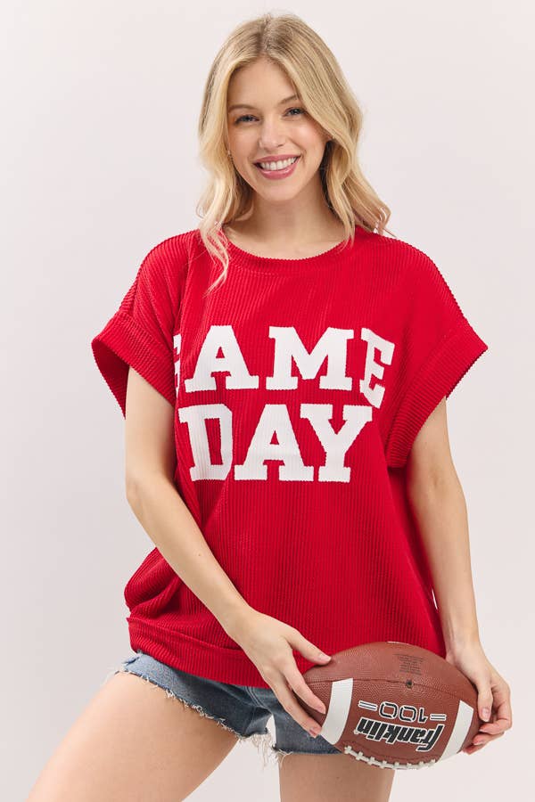 Game Day Ribbed Knit Top