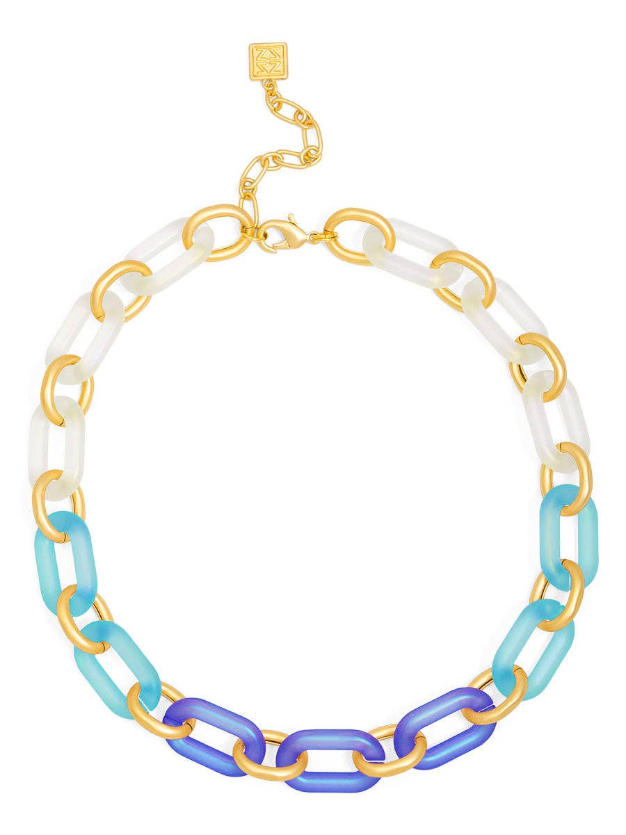Multi-Color Resin Oval Links Collar Necklace: MLT