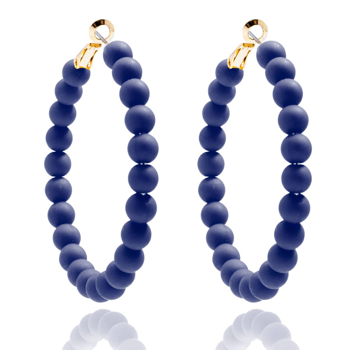 Emerald Matte Beaded Hoop Earring