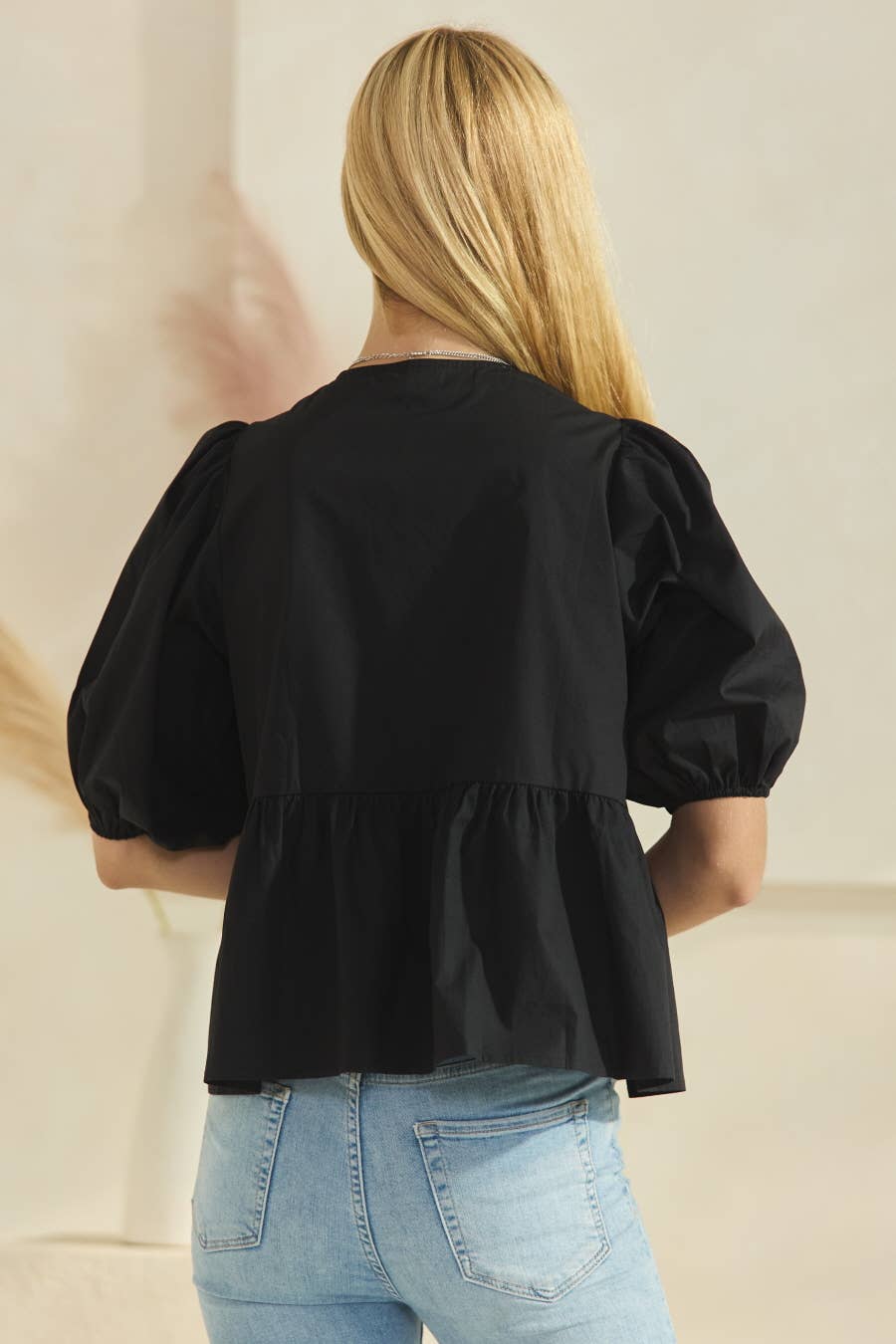 Plus Solid Cotton Poplin Front Tie Ribbon Blouse: Red / XL