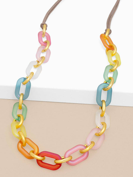 Multi-Color Resin Oval Links Long Necklace: MLT