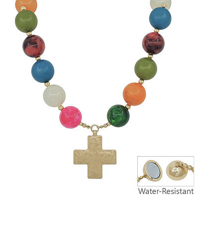 Joyful Faith Cross Necklace/ Multi