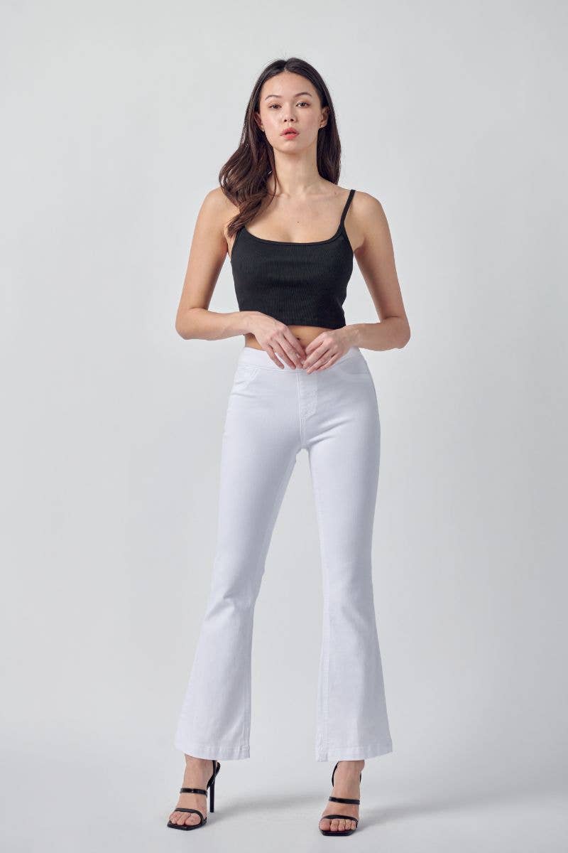 Cello White Petite Flare Jeans