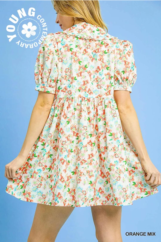 Citrus Bloom Babydoll Dress