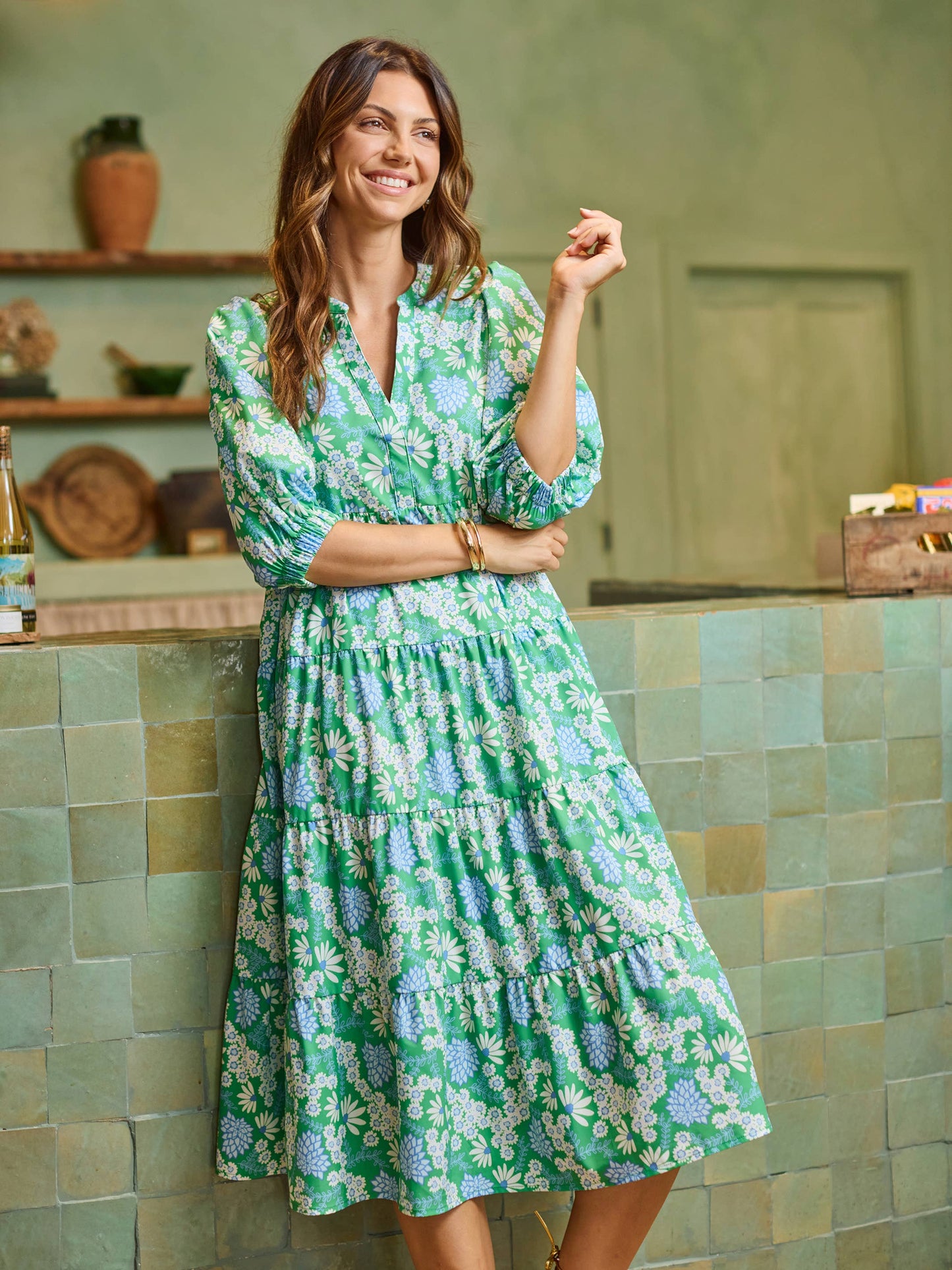 Cameron Dress | Daisy Chain Green: XS