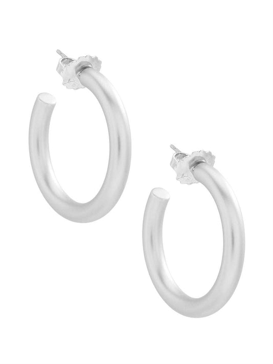 Small Chunky Matte Silver Hoop Earrings