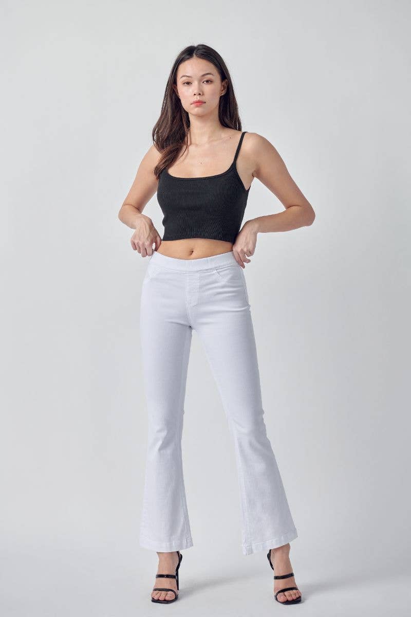 Cello White Petite Flare Jeans