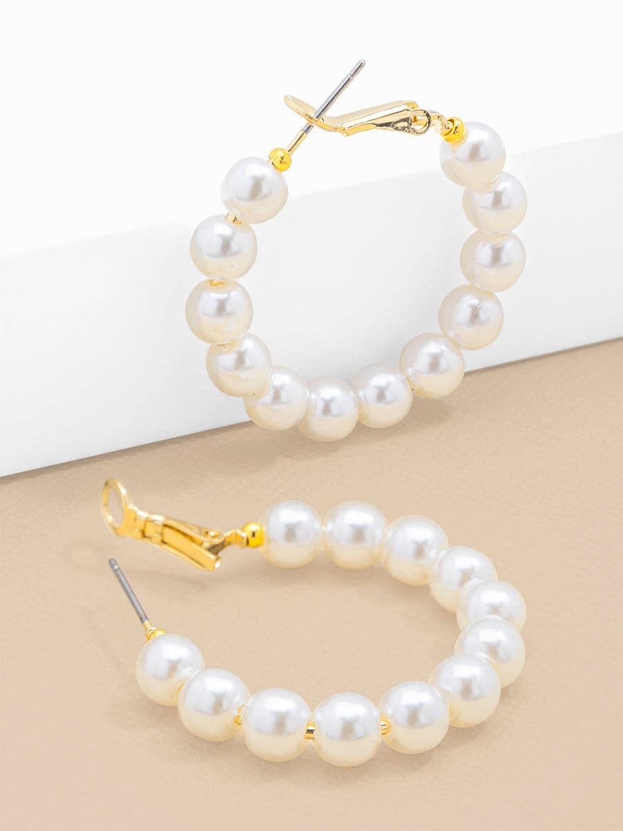 Small Pearl Beaded Hoop