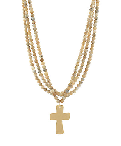 Natural Abiding Grace Layered Cross Necklace