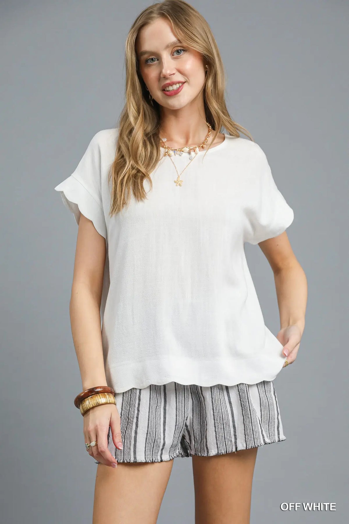 Scalloped Edge Top – Off White