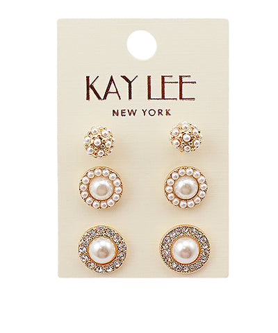 Pearl Ball & Round Stud Set