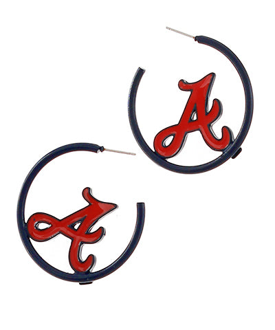 Navy Atlanta Braves Hoop Earrings