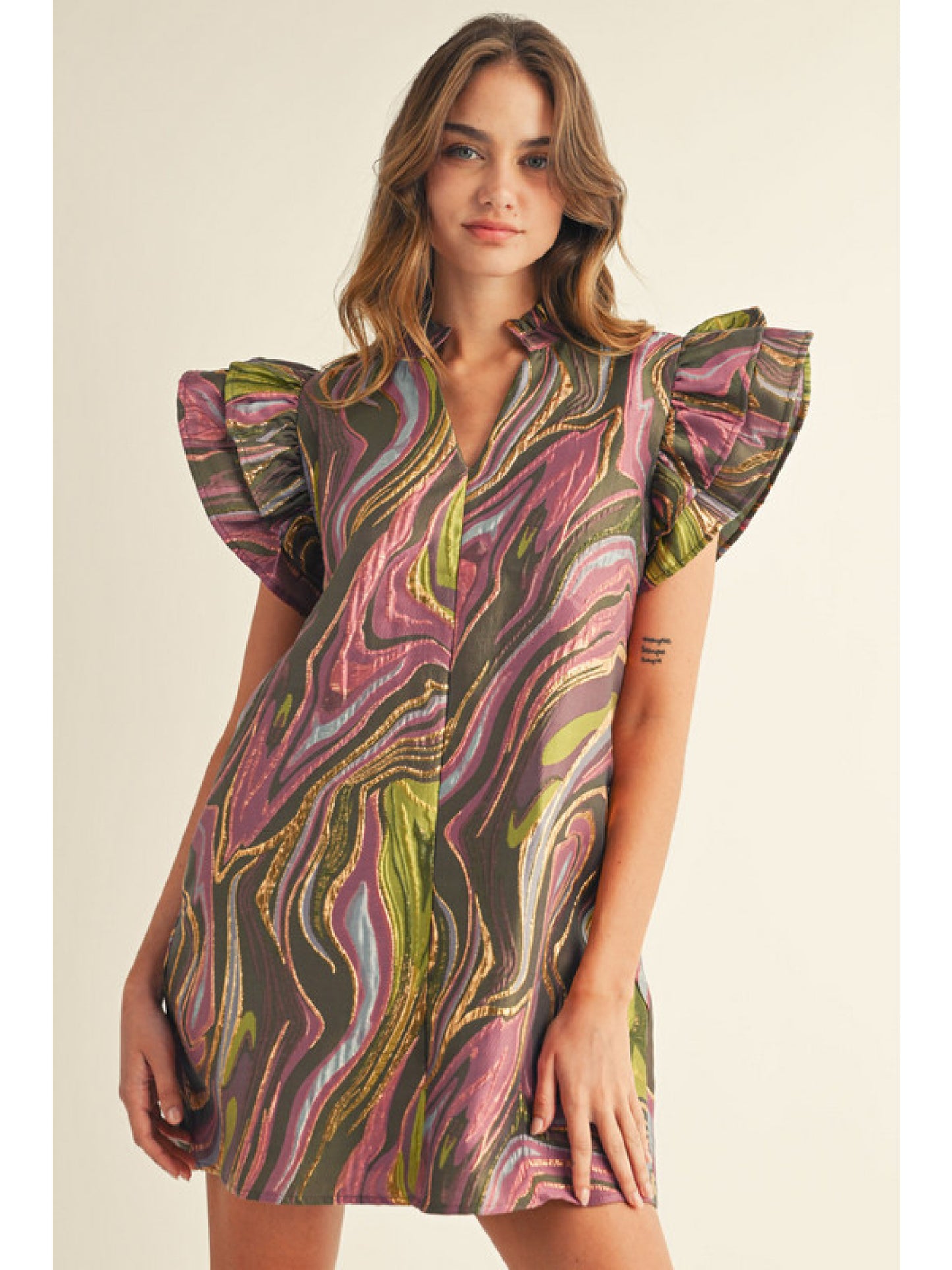 Swirls of Chic Ruffle Dress 🎨💫