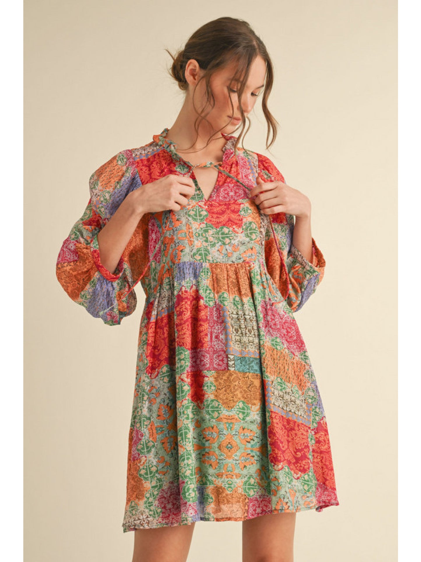 The Boho Mosaic Mini Dress