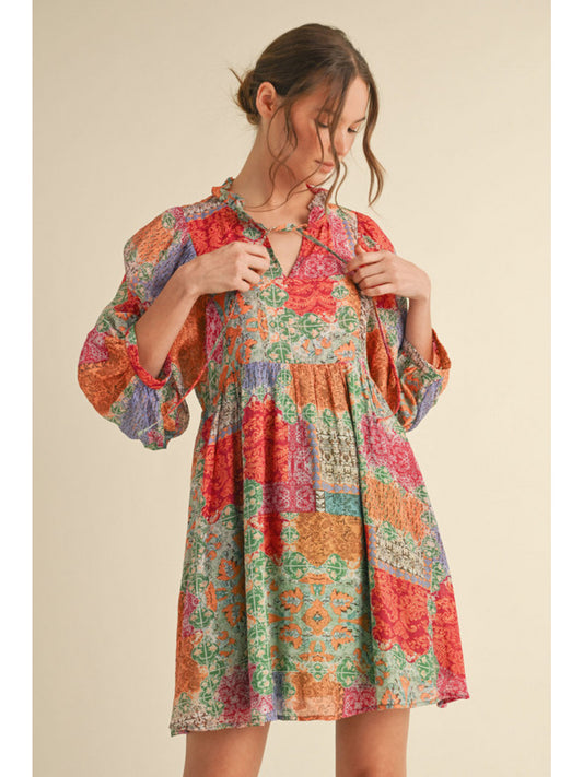 The Boho Mosaic Mini Dress