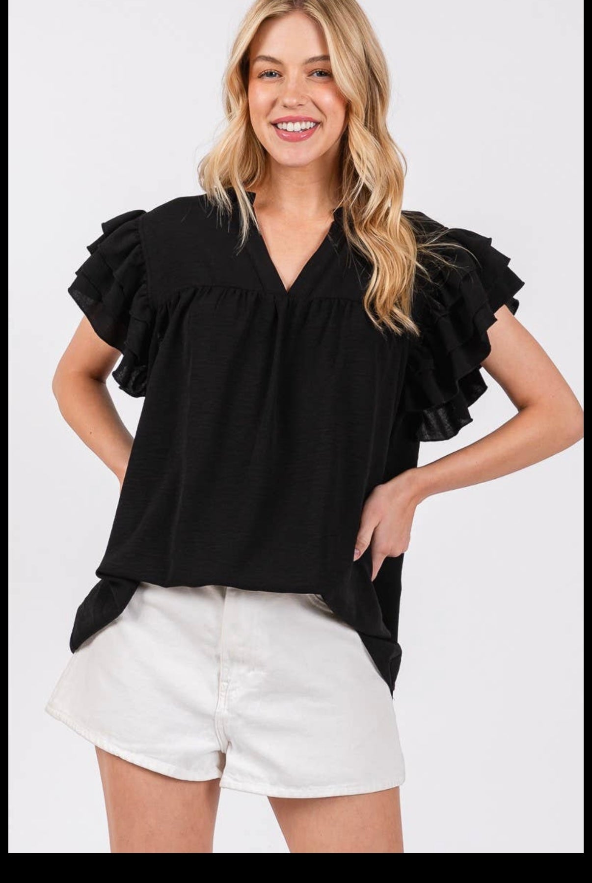Classic Charm Ruffle Sleeve Top