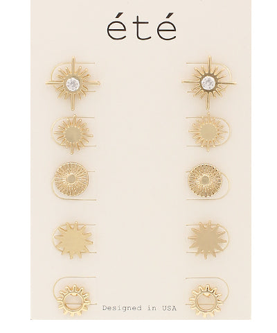 5 Sunburst Earrings Set