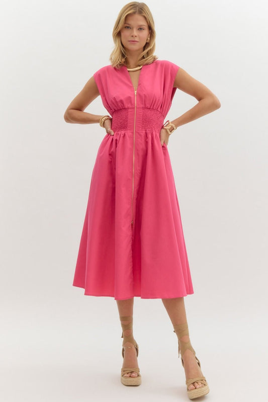 Magenta Midi Dress
