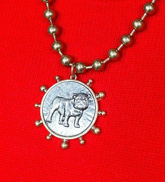 Two-Tone Bulldog Coin Necklace