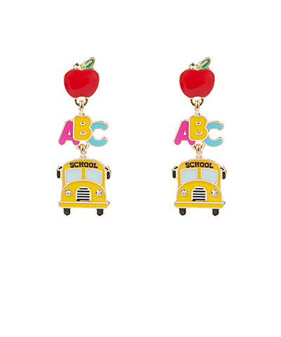 School Bus & Apple Earrings