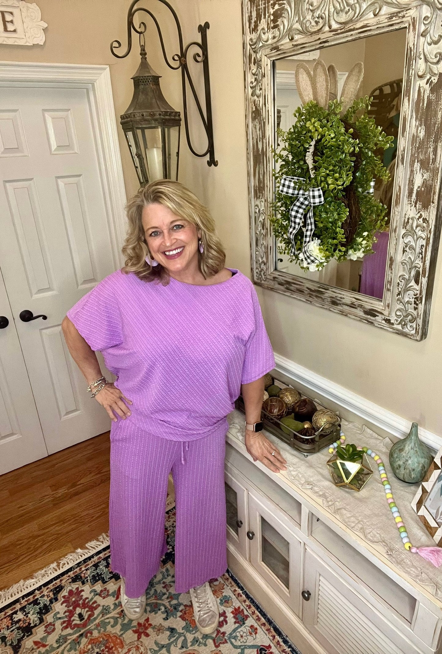 Rose Violet Ribbed Matching Set